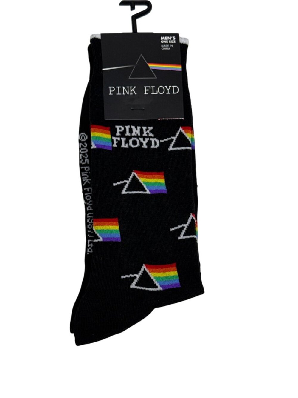 Pink Floyd Dark Side of the Moon Crew Socks Black Rainbow NWT